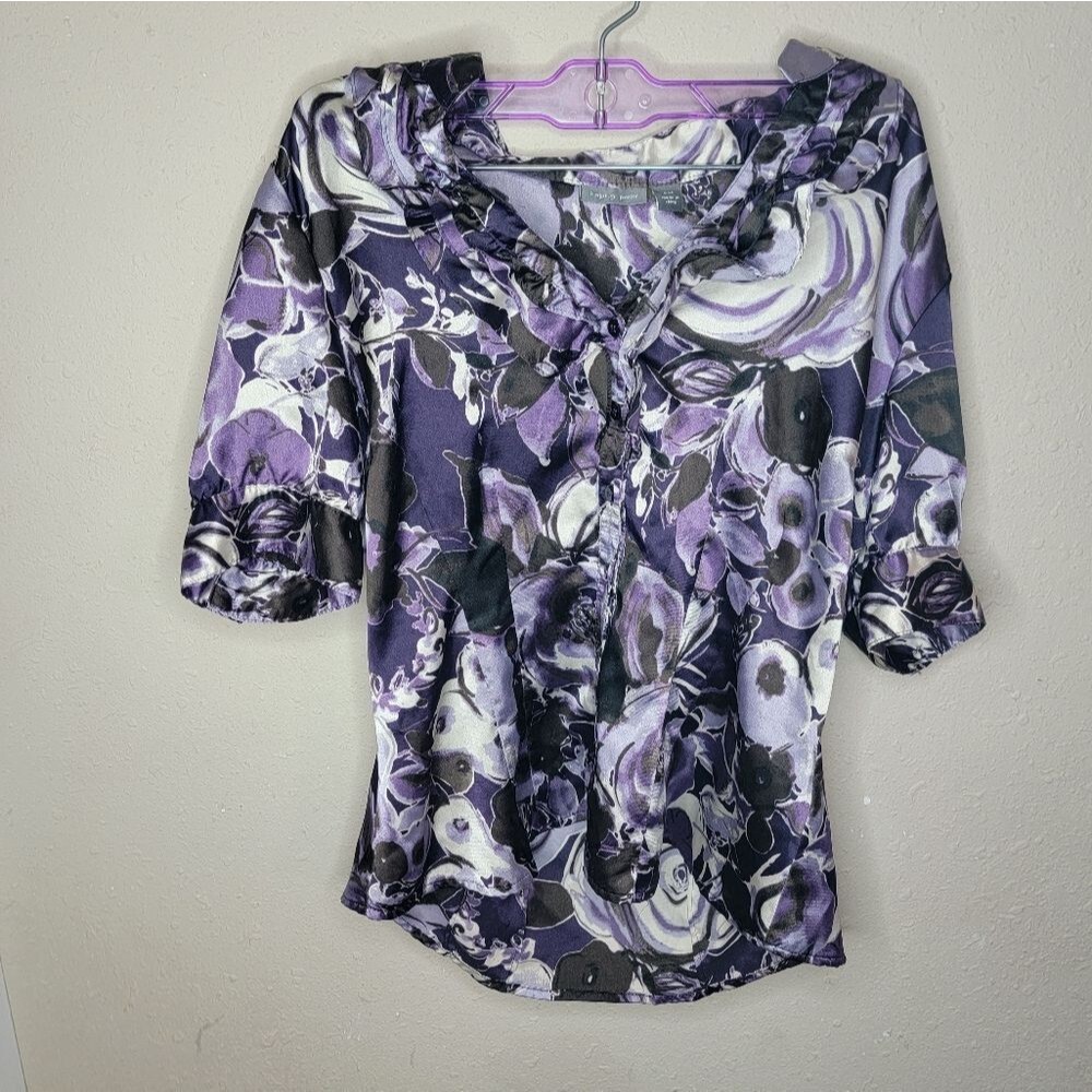 Apt. 9 Purple Floral Women's Top